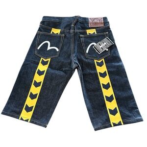 Evisu selvedge crosswalk Seagull denim shorts